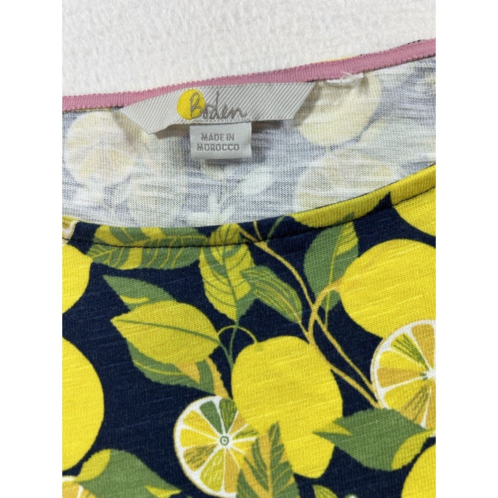 Boden Navy Midi Dress with Yellow Lemon Print - Picture 5 of 8